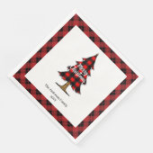 Modern Red Black Plaid Christmas Napkins Custom Serviette (Ecke)
