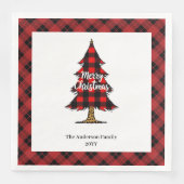 Modern Red Black Plaid Christmas Napkins Custom Serviette (Vorderseite)