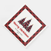 Modern Red Black Plaid Tree Napkin Custom Serviette (Ecke)
