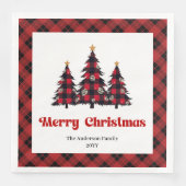 Modern Red Black Plaid Tree Napkin Custom Serviette (Vorderseite)