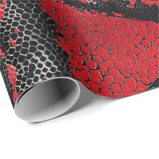 Modern Red & Black Python Skin Pattern Gift Geschenkpapier (Rolleneckpunkt)