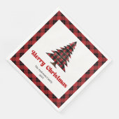 Modern Red Black Tartan Christmas Napkin Custom Serviette (Ecke)