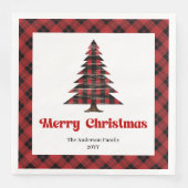 Modern Red Black Tartan Christmas Napkin Custom Serviette (Vorderseite)