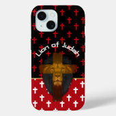Modern Red Black White Crosses Lion of Judah Case-Mate iPhone Hülle (Rückseite)