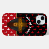 Modern Red Black White Crosses Lion of Judah Case-Mate iPhone Hülle (Rückseite (Horizontal))