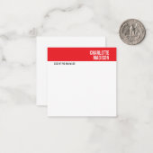 Modern Red Black White Trendy Minimalist Plain Mitteilungskarte (Vorderseite/Rückseite Beispiel)
