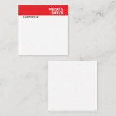 Modern Red Black White Trendy Minimalist Plain Mitteilungskarte (Vorne/Hinten)