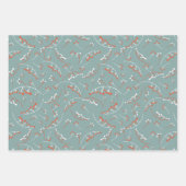 Modern Red Blue aquamarin Beerens Illustration Geschenkpapier Set (Vorderseite 3)