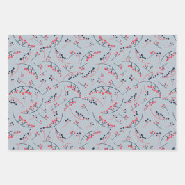 Modern Red Blue aquamarin Beerens Illustration Geschenkpapier Set