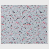 Modern Red Blue Beerens Illustration Geschenkpapier (Flach)