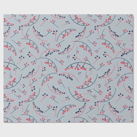 Modern Red Blue Beerens Illustration Geschenkpapier (Flach)