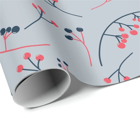 Modern Red Blue Beerens Illustration Geschenkpapier (Rolleneckpunkt)