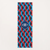Modern Red Blue Entwine Waves Muster Yogamatte (Vorderseite)