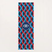Modern Red Blue Entwine Waves Muster Yogamatte (Rückseite)