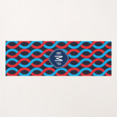 Modern Red Blue Entwine Waves Muster Yogamatte (Vorderseite (Horizontal))