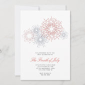 Modern Red & Blue Fireworks 4. Juli Party GRILLEN Einladung (Vorderseite)