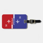 Modern Red Blue Gepäckanhänger mit Namen (Vorderseite horizontal)