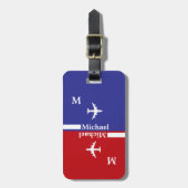 Modern Red Blue Gepäckanhänger mit Namen (Vorderseite vertikal)
