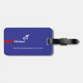 Modern Red Blue Gepäckanhänger mit Namen (Rückseite horizontal)