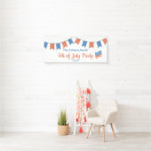 Modern Red Blue Happy Independence Day Patriotic Banner (Insitu)