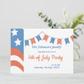 Modern Red Blue Happy Independence Day Patriotic Einladung (Stehend Vorderseite)
