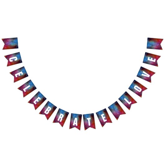 Modern Red & Blue Ombre Bokeh Lights & Typografie Wimpelkette (Alle)