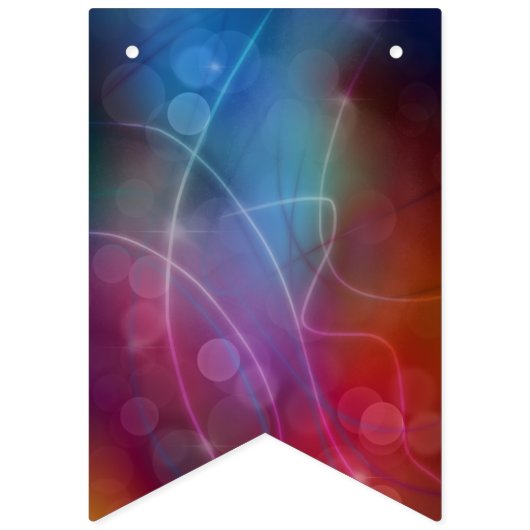 Modern Red & Blue Ombre Bokeh Lights & Typografie Wimpelkette (Erste Fahne)