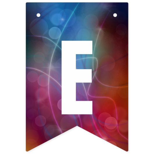 Modern Red & Blue Ombre Bokeh Lights & Typografie Wimpelkette (Dritte Fahne)