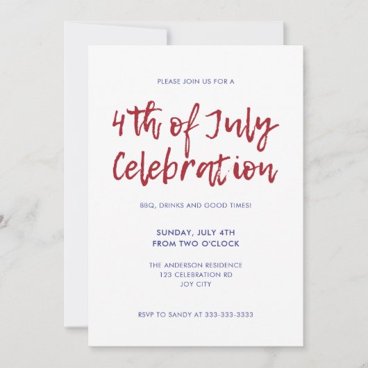 Modern Red Blue Stripes 4. Juli Unabhängigkeit Einladung (Vorderseite)