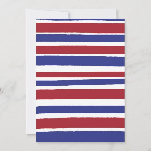 Modern Red Blue Stripes 4. Juli Unabhängigkeit Einladung (Rückseite)