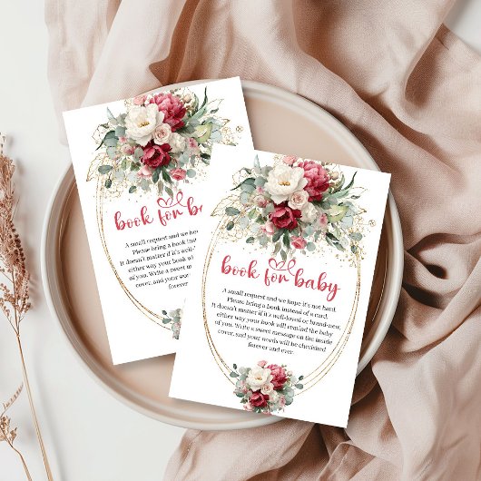 Modern Red Blush Greenery Book Request Card Begleitkarte