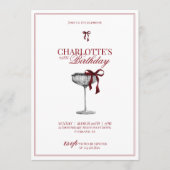 Modern Red Bow Champagne Birthday Invitation Einladung (Vorderseite)