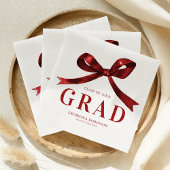 Modern Red Bow Graduation Party Serviette
