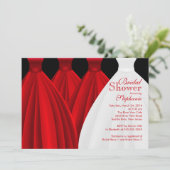 Modern Red Bridesmaiers Bride Dress Brautparty Einladung (Stehend Vorderseite)