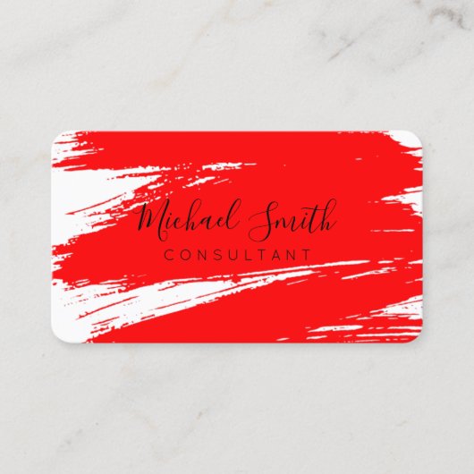 Modern Red Brush Stroke Paint Visitenkarte (Vorderseite)