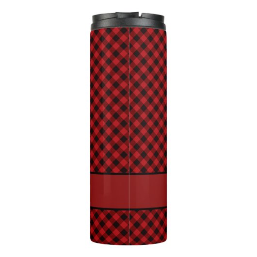 Modern Red Buffalo Black Pattern Monogram Thermosbecher (Rückseite)