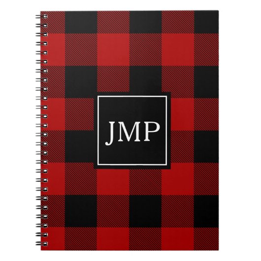 Modern Red Buffalo Kariert Personal Initial Notizblock (Vorderseite)