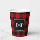 Modern Red Buffalo Kariert Personal Initial Pappbecher (Vorderseite)