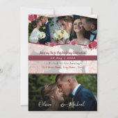 Modern Red Burgundy Save the Date 4 Foto Collage Einladung (Vorderseite)