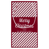 Modern Red Burgundy Stripes Christmas Kleine Geschenktüte (Rückseite)