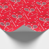 Modern Red Candy Cane Tennis Thema Weihnachten Geschenkpapier (Ecke)