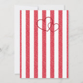 Modern Red Chalk Stripes Double Hearts Baby Shower Dankeskarte (Rückseite)