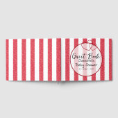 Modern Red Chalk Stripes Double Hearts Baby Shower Gästebuch (Voll)