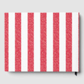Modern Red Chalk Stripes Double Hearts Baby Shower Gästebuch (Rückseite)