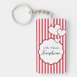 Modern Red Chalk Stripes Triple Hearts Acrylic Schlüsselanhänger