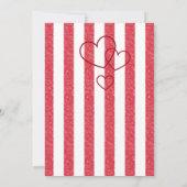 Modern Red Chalk Stripes Triple Hearts Baby Shower Dankeskarte (Rückseite)
