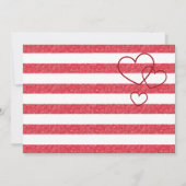 Modern Red Chalk Stripes Triple Hearts Baby Shower Einladung (Rückseite)