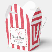 Modern Red Chalk Stripes Triple Hearts Baby Shower Geschenkschachtel (Offen)