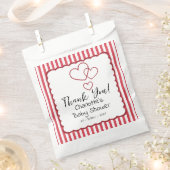 Modern Red Chalk Stripes Triple Hearts Baby Shower Geschenktütchen (Ausgeschnitten)