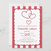 Modern Red Chalk Stripes Vertical Baby Shower Einladung (Vorderseite)